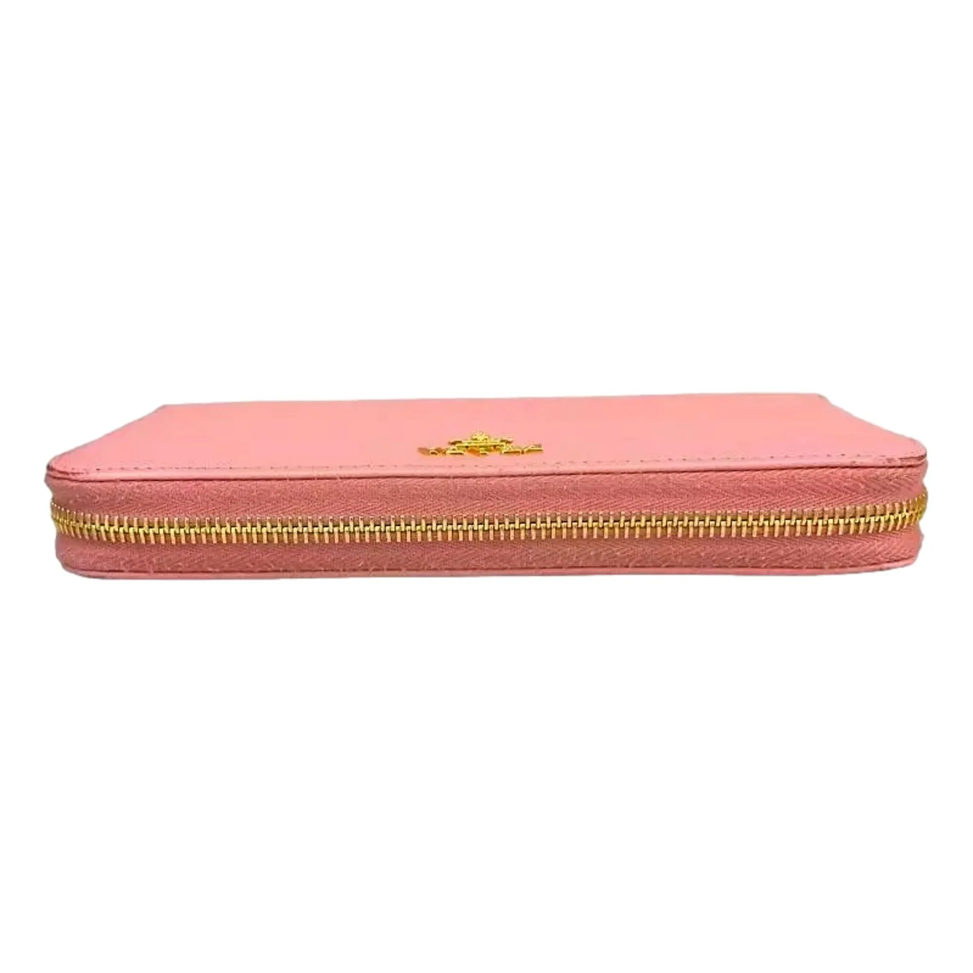 Prada Zip Around Wallet Saffiano Leather Pink Multi-Color Petalo Pesco