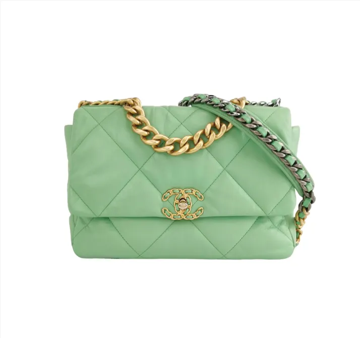 Preloved Chanel 19 Large Bag Green 24062178756265