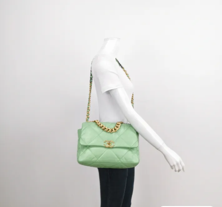 Preloved Chanel 19 Large Bag Green 24062178756265