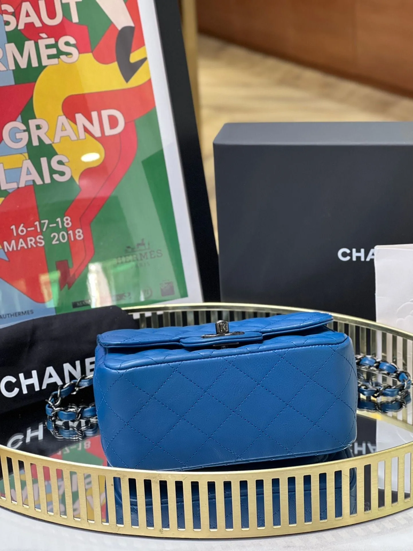 Preloved Chanel CF MINI Bag Blue 15*12cm 8424
