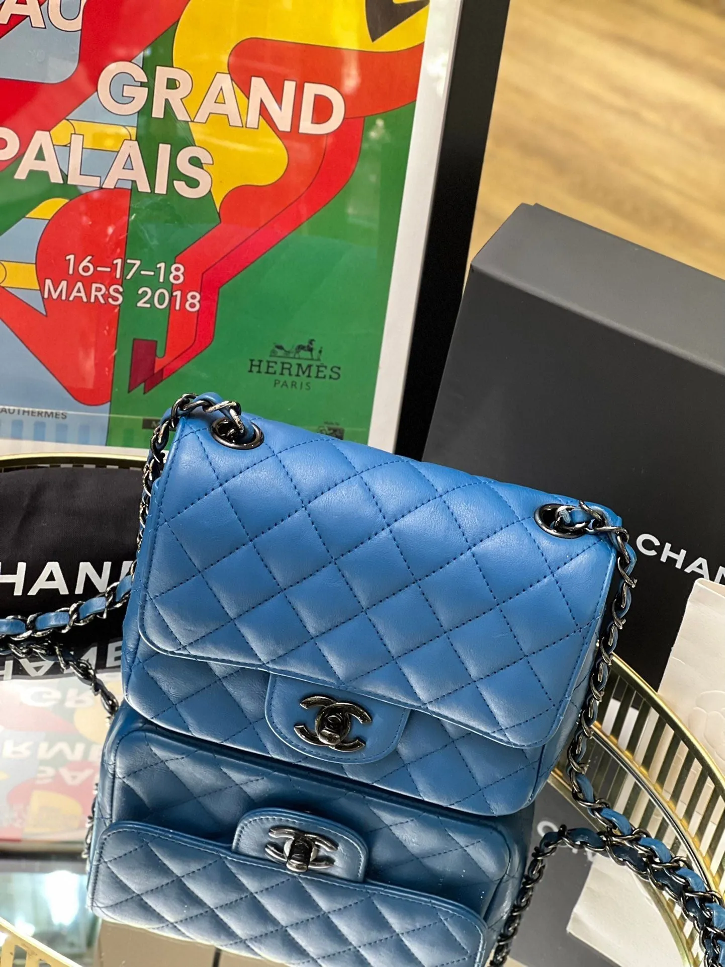 Preloved Chanel CF MINI Bag Blue 15*12cm 8424
