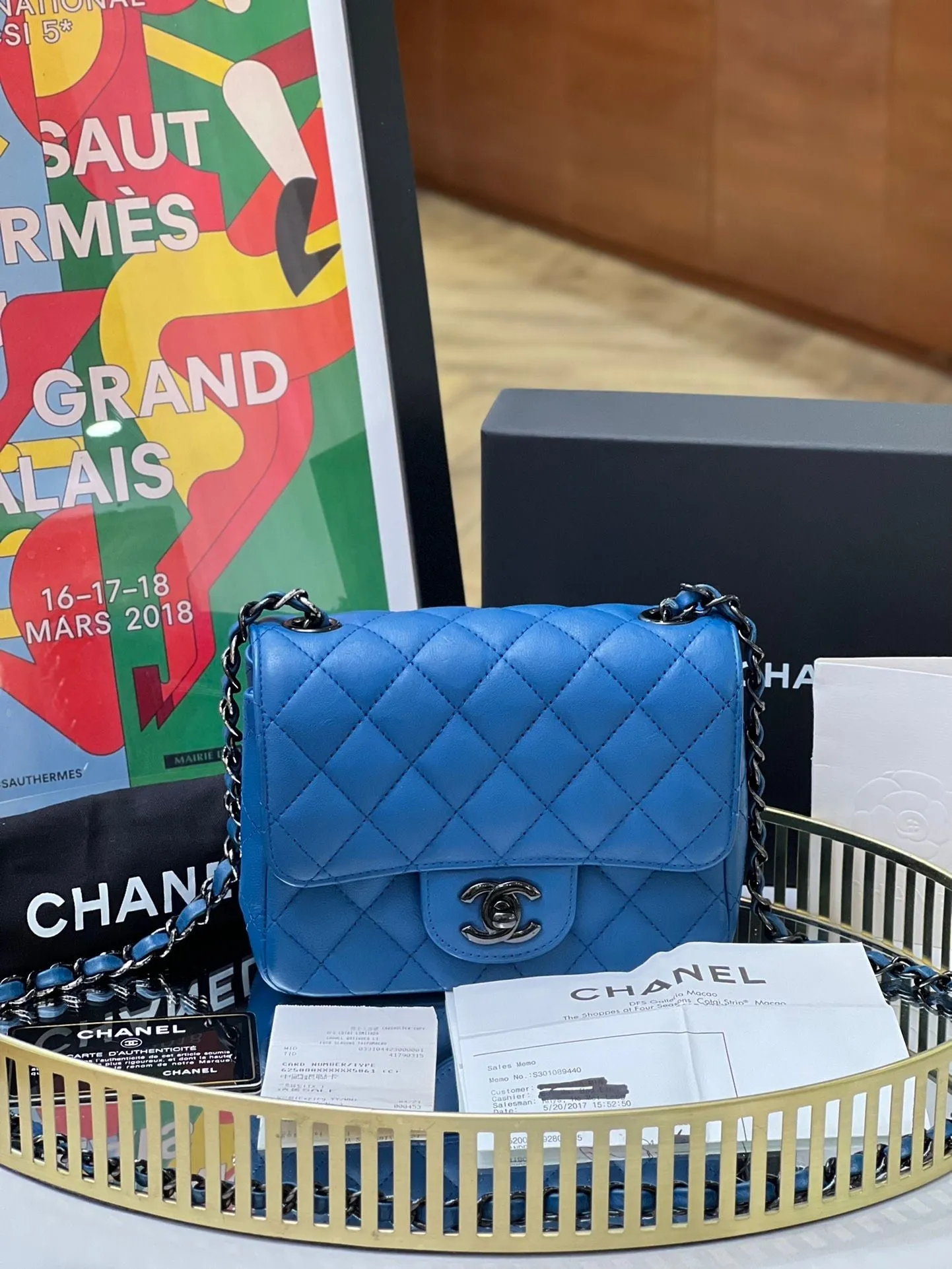 Preloved Chanel CF MINI Bag Blue 15*12cm 8424