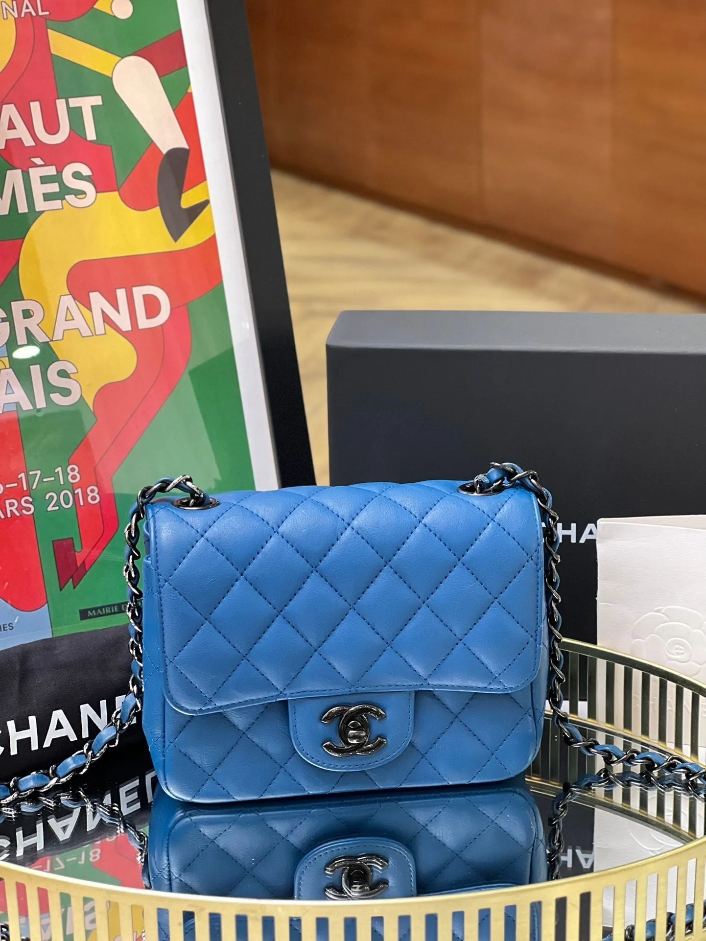 Preloved Chanel CF MINI Bag Blue 15*12cm 8424