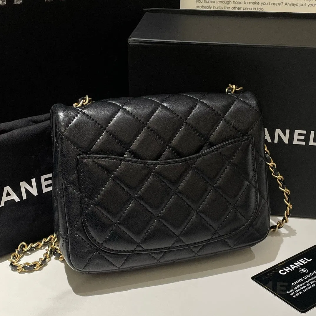 Preloved Chanel Classic Flap Mini Black Shoulder Bag with Adjustable Chain (2020) #J2038