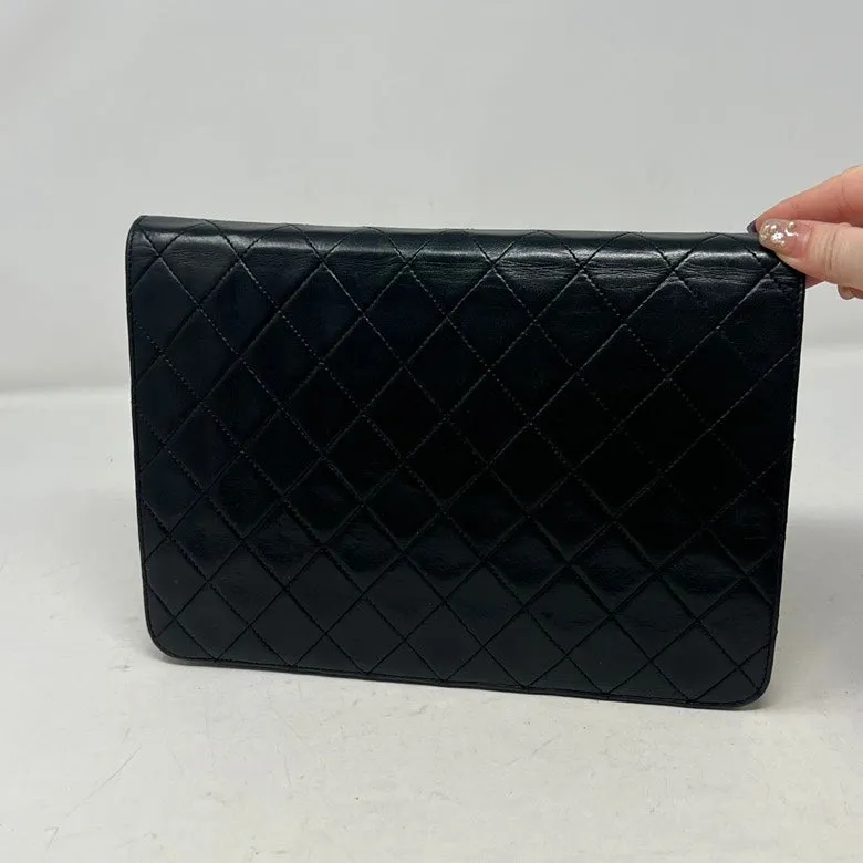 Preloved Chanel Quilted Leather Chain Shoulder Bag AE447 Black
