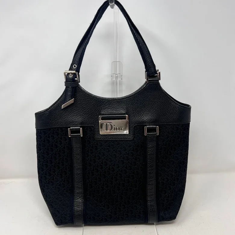 Preloved Dior Canvas & Leather Black Hobo Bag AF307 - Vintage Designer Handbag