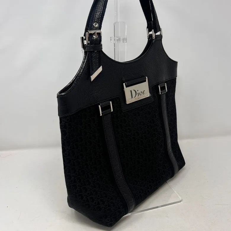Preloved Dior Canvas & Leather Black Hobo Bag AF307 - Vintage Designer Handbag