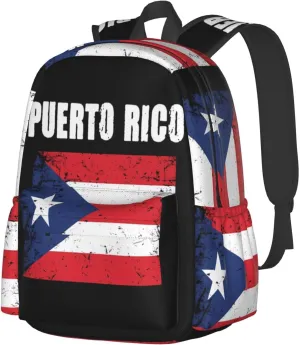 Puerto Rico Flag Laptop Backpack Work Travel Backpacks Business Rucksack Casual Outdoor Daypack with Adjustable Strap Bags for Sports Office Gym Hiking