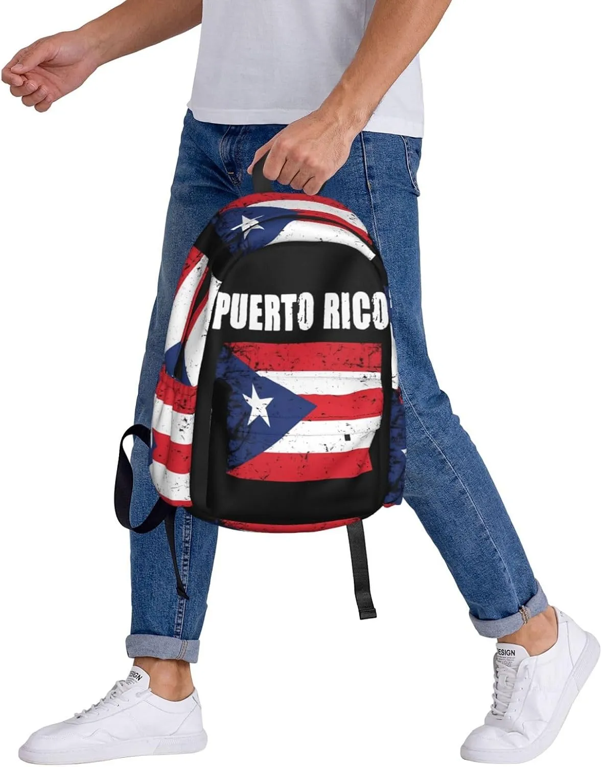 Puerto Rico Flag Laptop Backpack Work Travel Backpacks Business Rucksack Casual Outdoor Daypack with Adjustable Strap Bags for Sports Office Gym Hiking