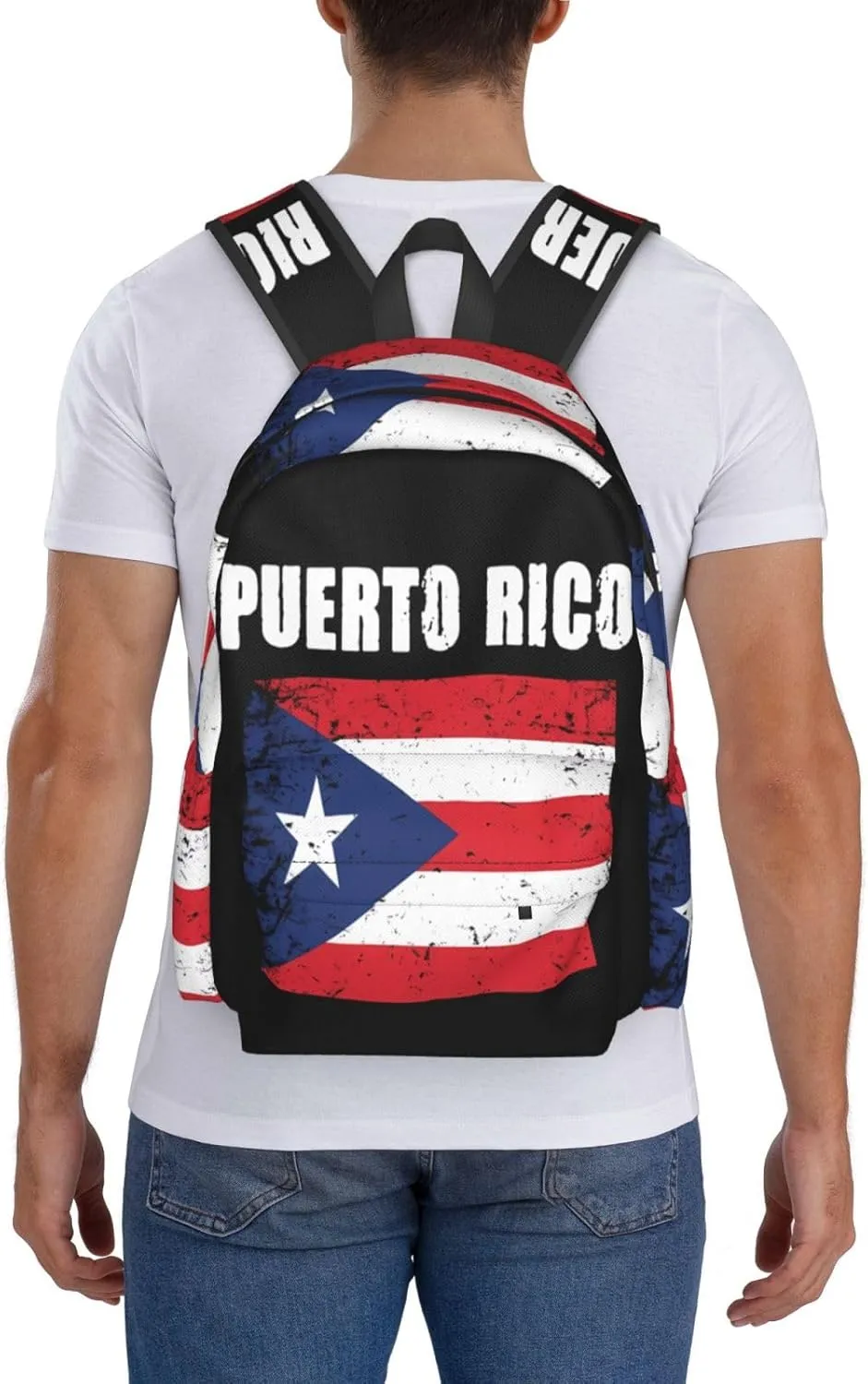 Puerto Rico Flag Laptop Backpack Work Travel Backpacks Business Rucksack Casual Outdoor Daypack with Adjustable Strap Bags for Sports Office Gym Hiking