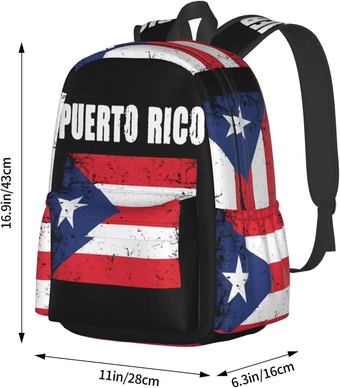 Puerto Rico Flag Laptop Backpack Work Travel Backpacks Business Rucksack Casual Outdoor Daypack with Adjustable Strap Bags for Sports Office Gym Hiking