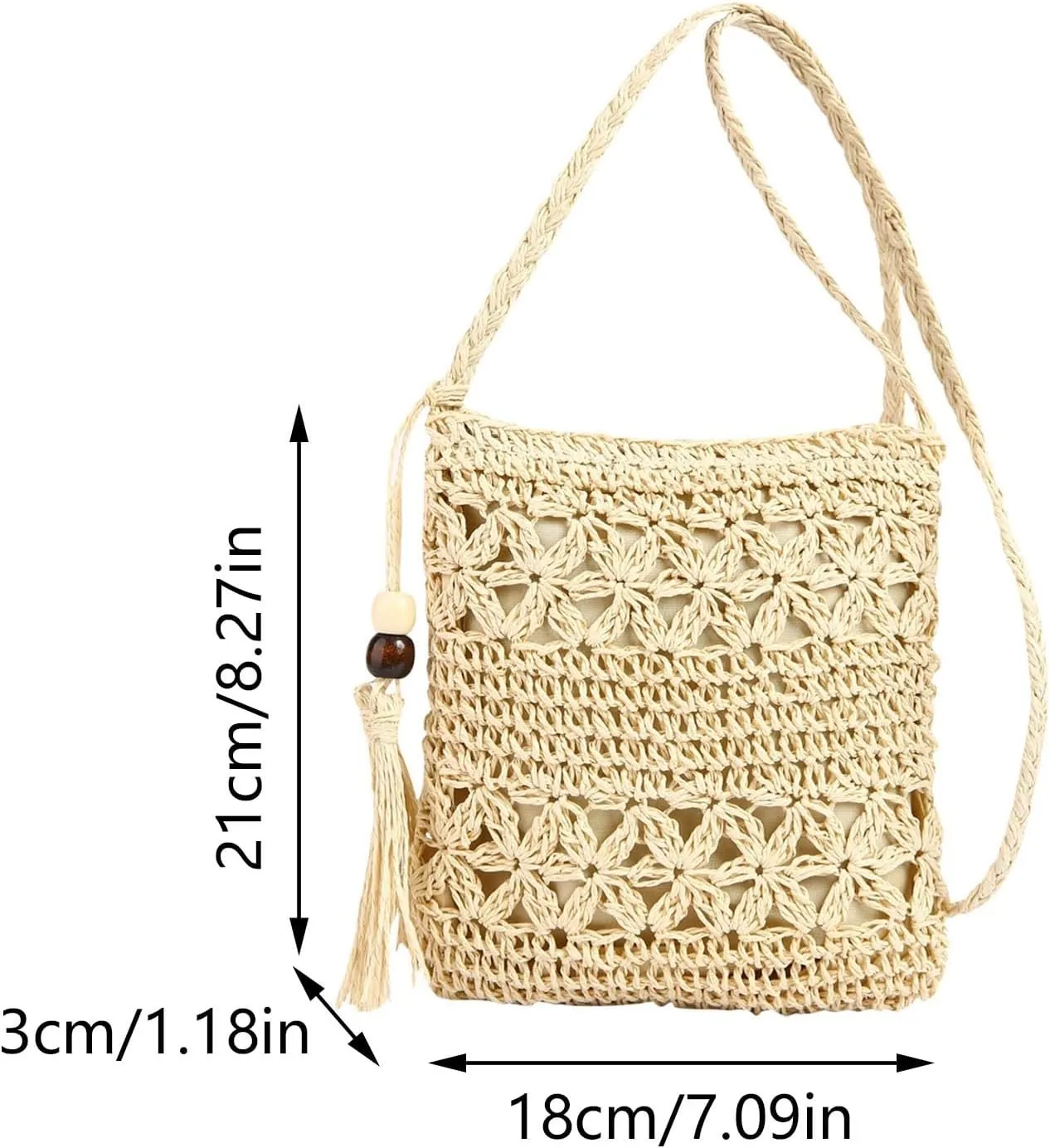 Purses for Women Crossbody Anti Theft Beach Tote Shoulder Bags for Summer Vacation Travel Bag with Zipper(Brown)