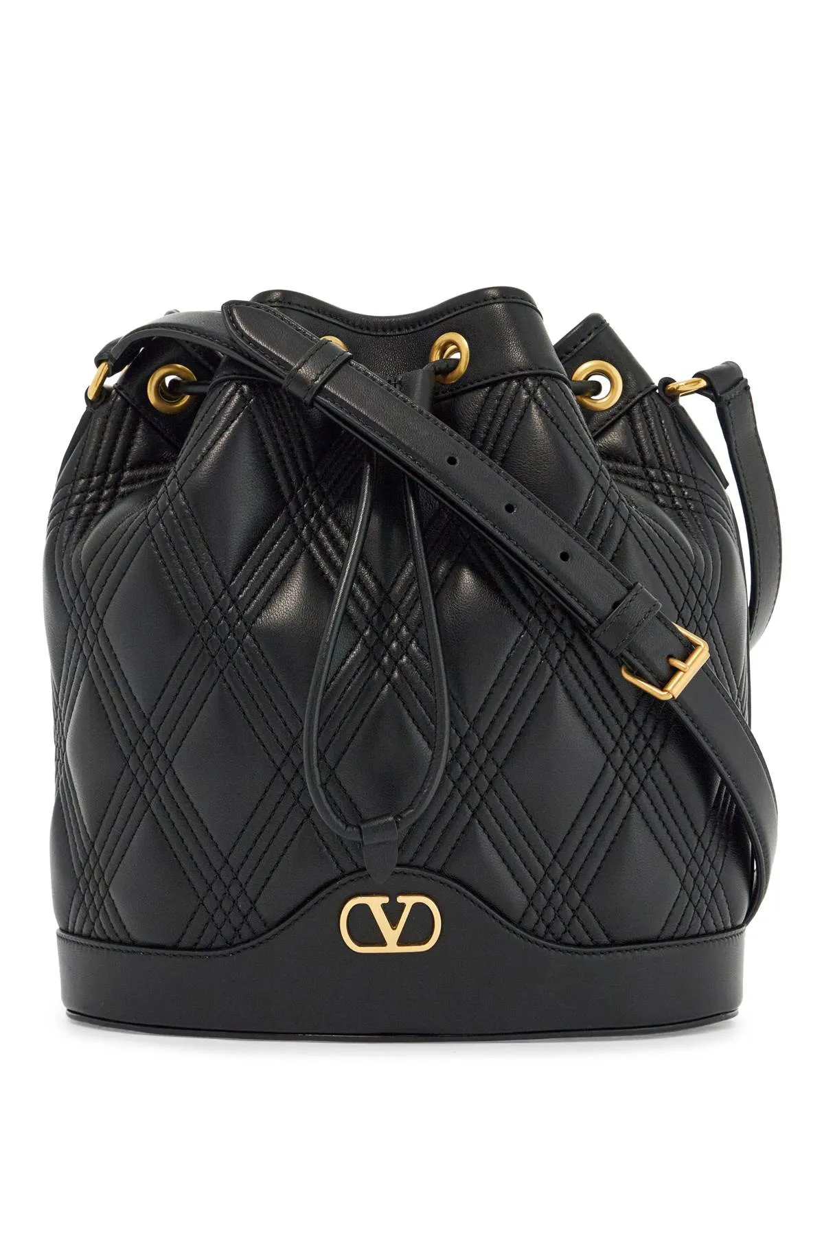 quilted black leather drawstring bag 6W2B0R01MIC NERO