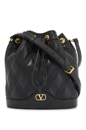 quilted black leather drawstring bag 6W2B0R01MIC NERO