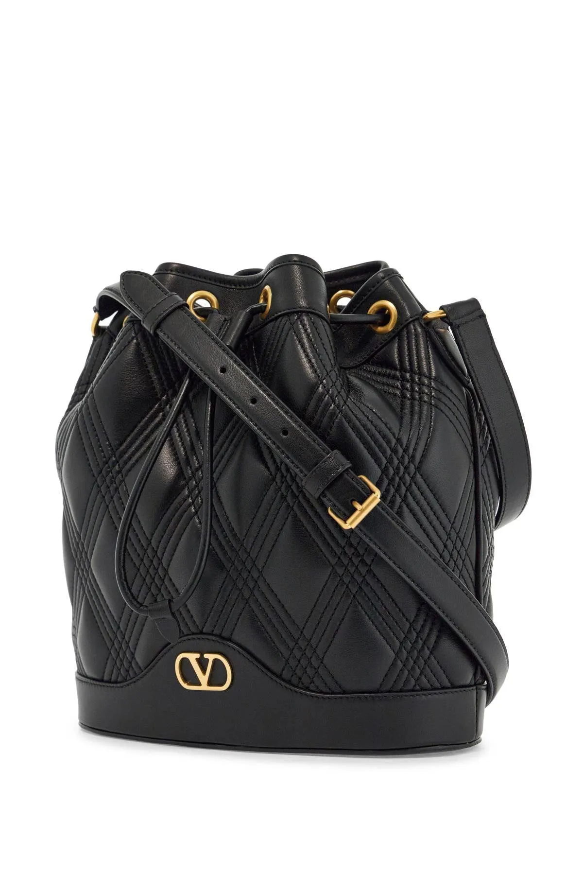 quilted black leather drawstring bag 6W2B0R01MIC NERO