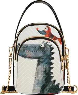 Quilted Crossbody Bags for Women,Alligator Head and Red Bird Women's Crossbody Handbags Small Travel Purses Phone Bag