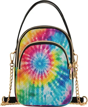 Quilted Crossbody Bags for Women,Rainbow Tie Dye Women's Crossbody Handbags Small Travel Purses Phone Bag