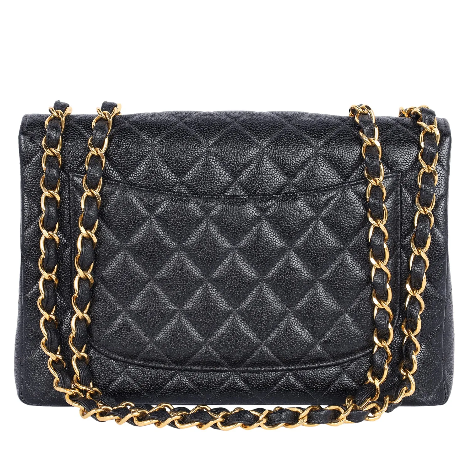 Quilted Jumbo Classic Caviar Leather Flap Bag