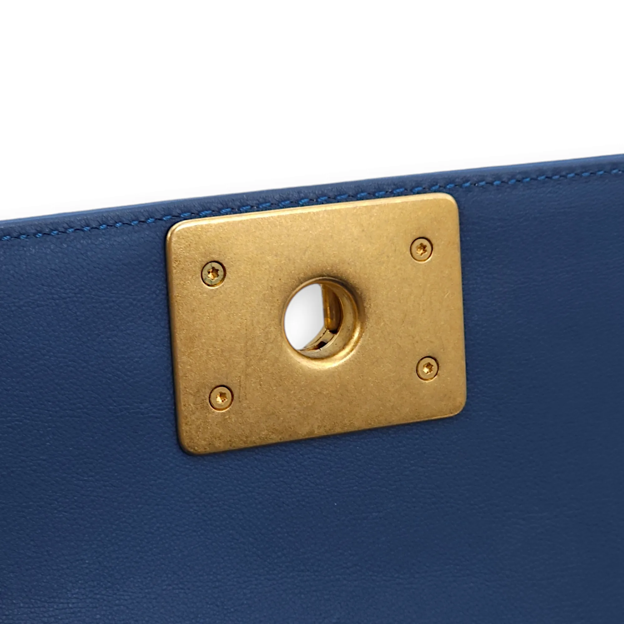 Quilted Le Boy Small Blue Shoulder Bag in Lambskin, Gold hardware