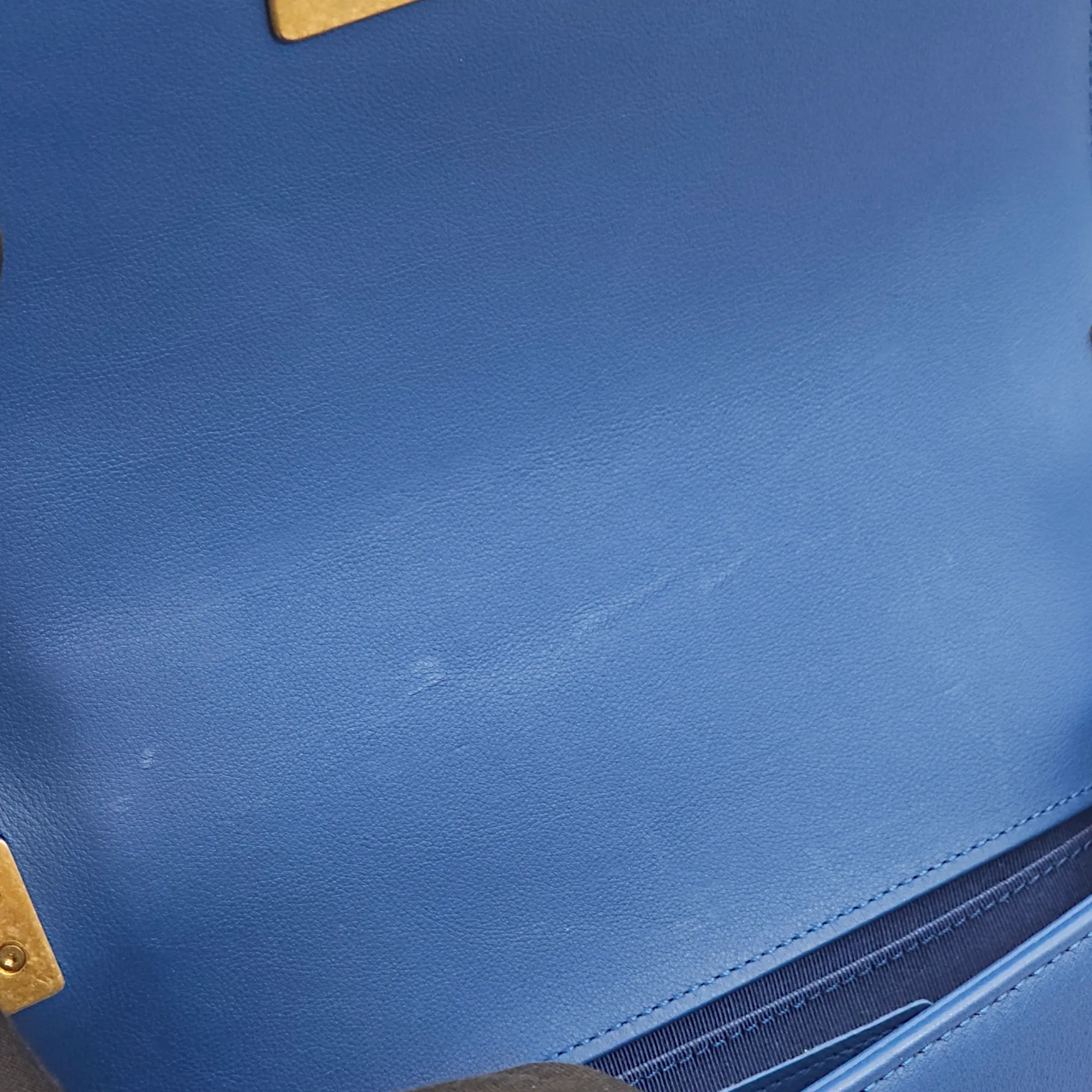 Quilted Le Boy Small Blue Shoulder Bag in Lambskin, Gold hardware