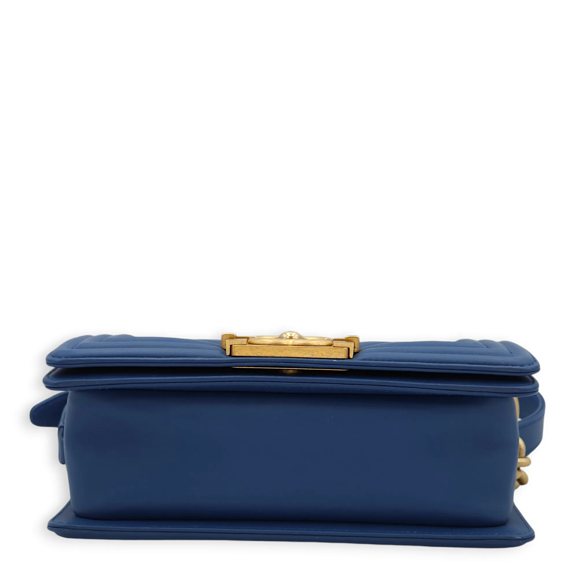 Quilted Le Boy Small Blue Shoulder Bag in Lambskin, Gold hardware