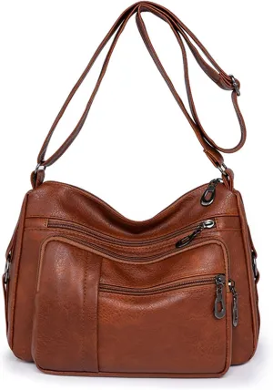 Ray-Velocity Women's Vintage Shoulder Bags, Shoulder Bags with Multiple Pockets, Lightweight Handbag for Everyday Work, Shopping, Travel
