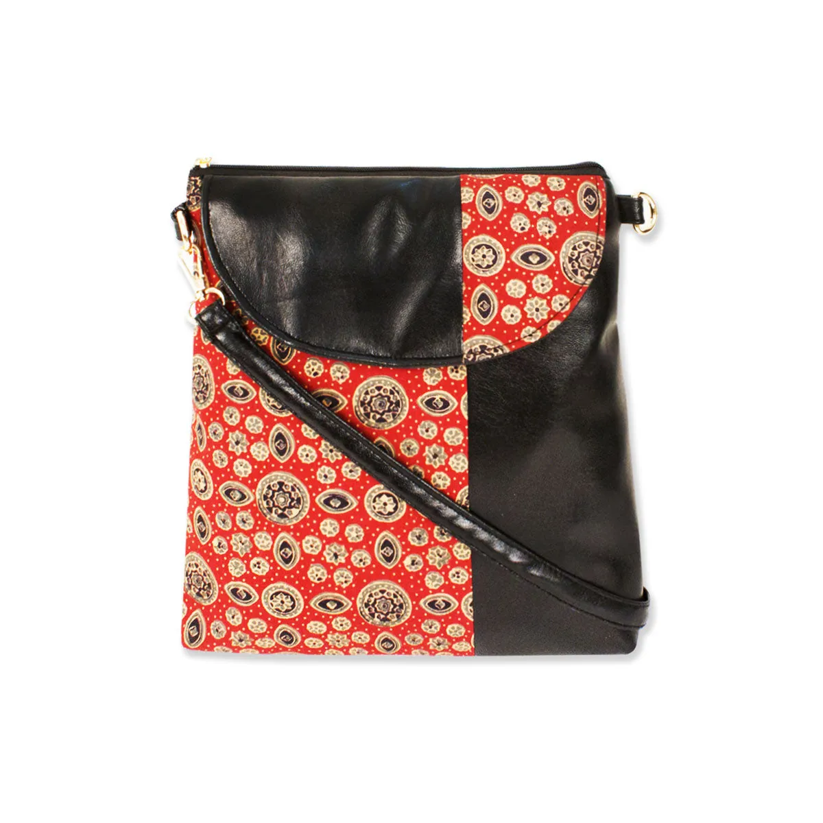 Red Ajrakh Printed Messenger Bag