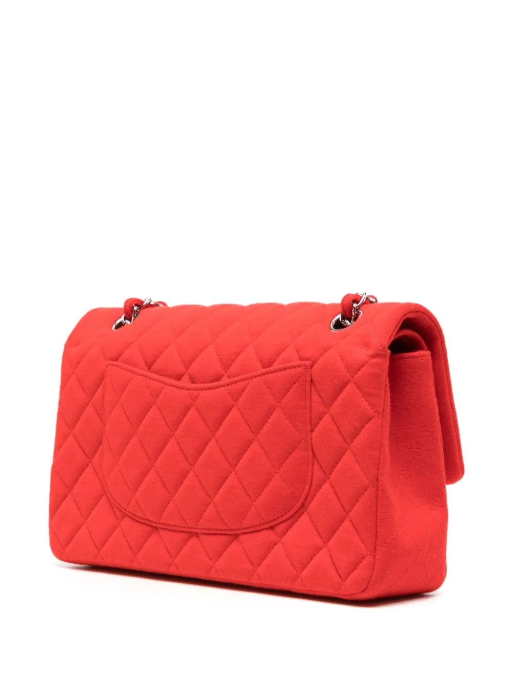 Red Fabric Medium Flap Bag