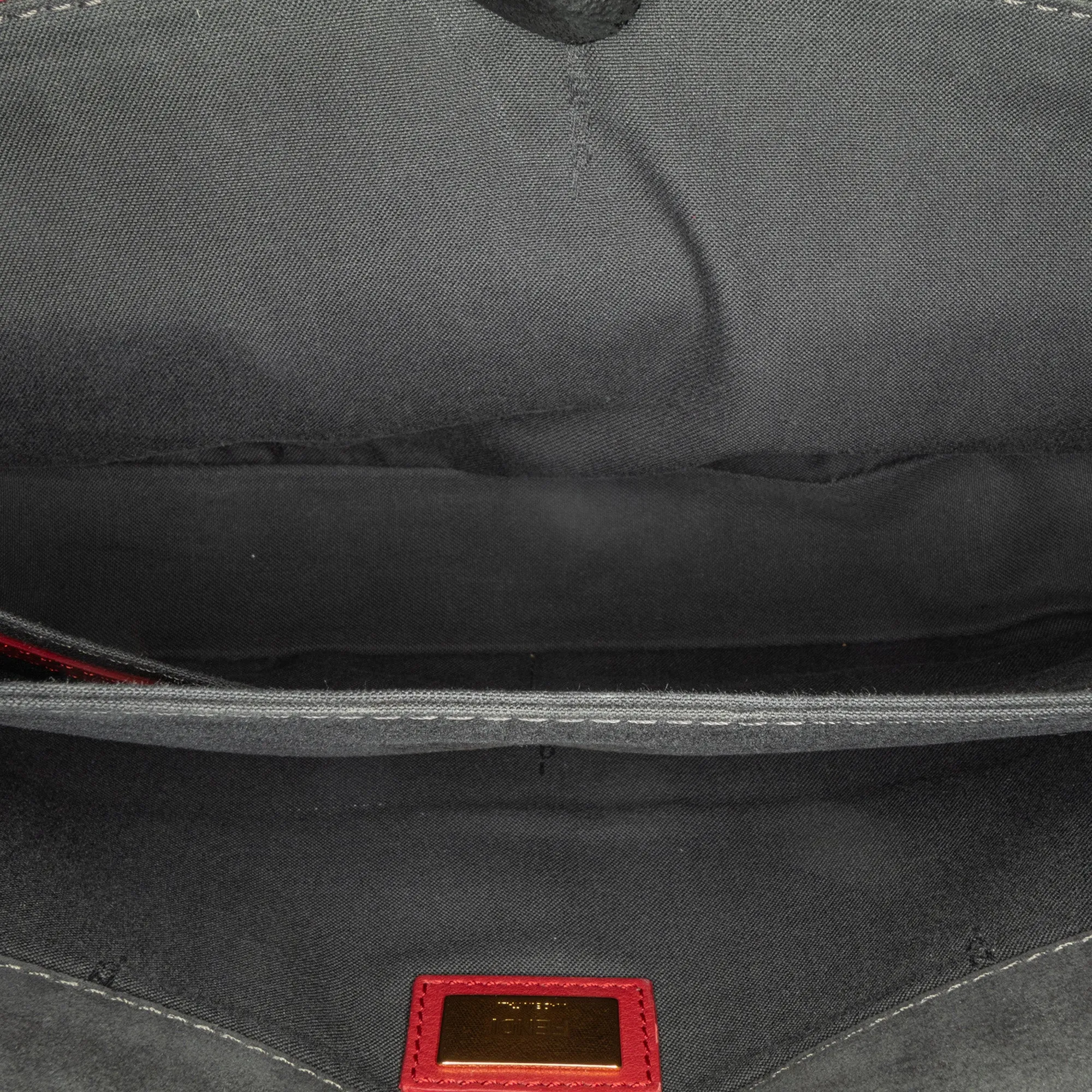 Red Fendi Leather 3Baguette Shoulder Bag