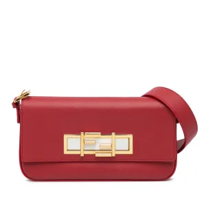 Red Fendi Leather 3Baguette Shoulder Bag