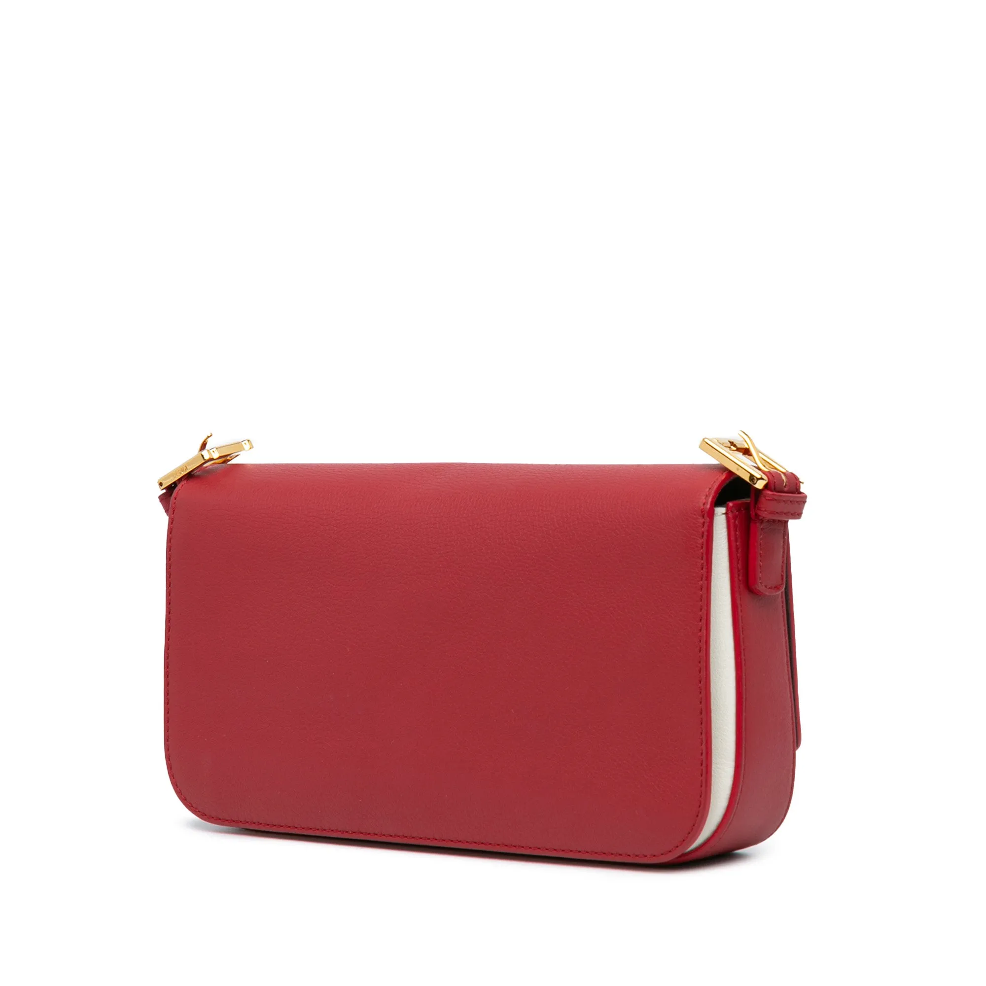 Red Fendi Leather 3Baguette Shoulder Bag