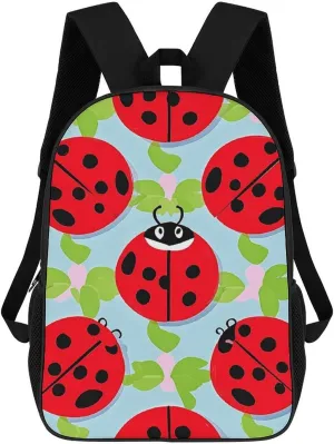 Red Ladybug Pattern Business Laptop Backpack for Women Men 17 Inch Carry on Backpack Waterproof Black Bookbag Fashion Lightweight Backpacks for Travel Hiking Camping Casual Daypack Backpacks