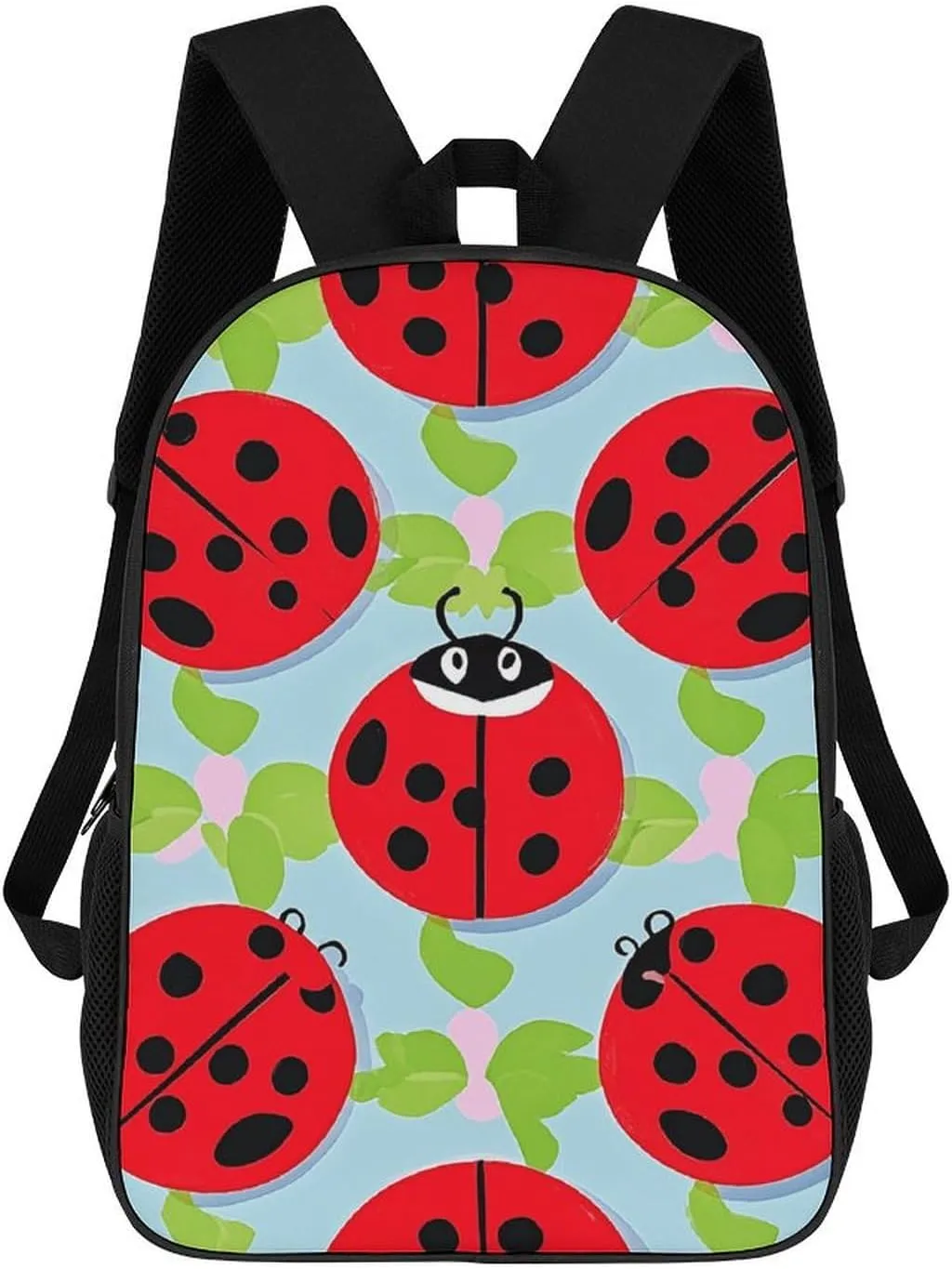 Red Ladybug Pattern Business Laptop Backpack for Women Men 17 Inch Carry on Backpack Waterproof Black Bookbag Fashion Lightweight Backpacks for Travel Hiking Camping Casual Daypack Backpacks