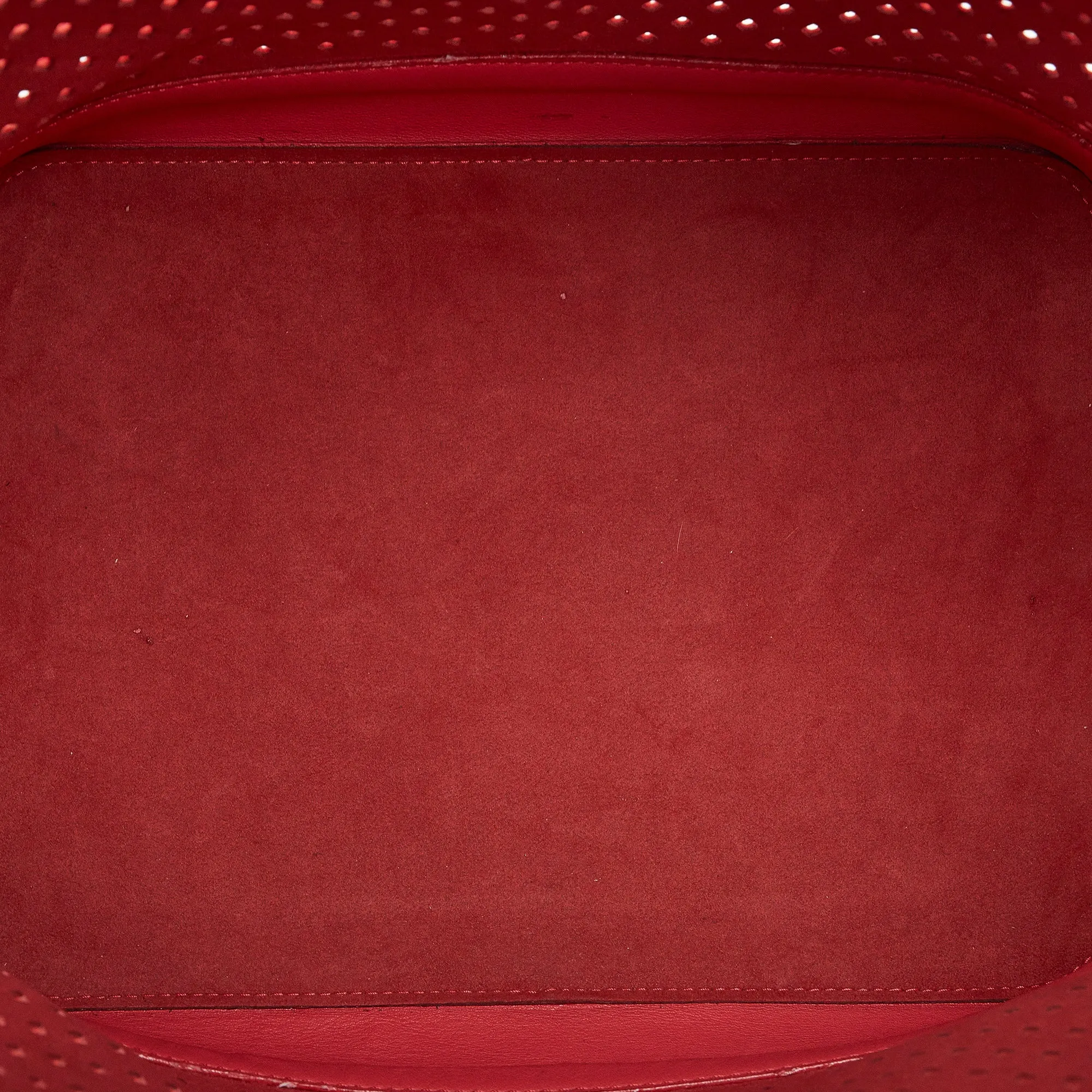 Red Louis Vuitton x Sofia Coppola Flore Perforated Noe Bucket Bag