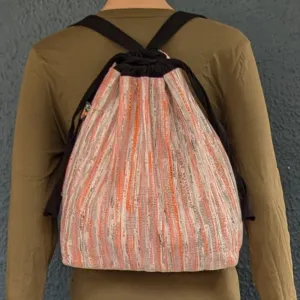 Red Upcycled Handwoven Light Backpack (NLBP1224-002) PS_W