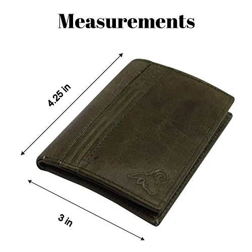 RFID Blocking Genuine Leather Badge Holder Bifold Wallet USA Series