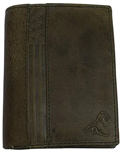 RFID Blocking Genuine Leather Badge Holder Bifold Wallet USA Series