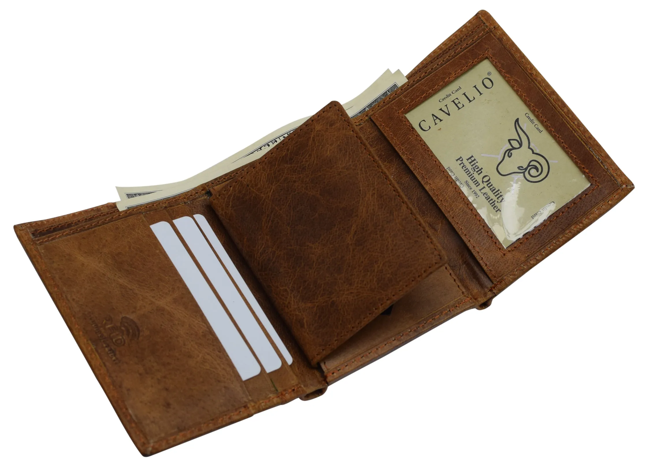 RFID Genuine Leather Trifold Badge Holder Wallet Police Badge Holder USA Series