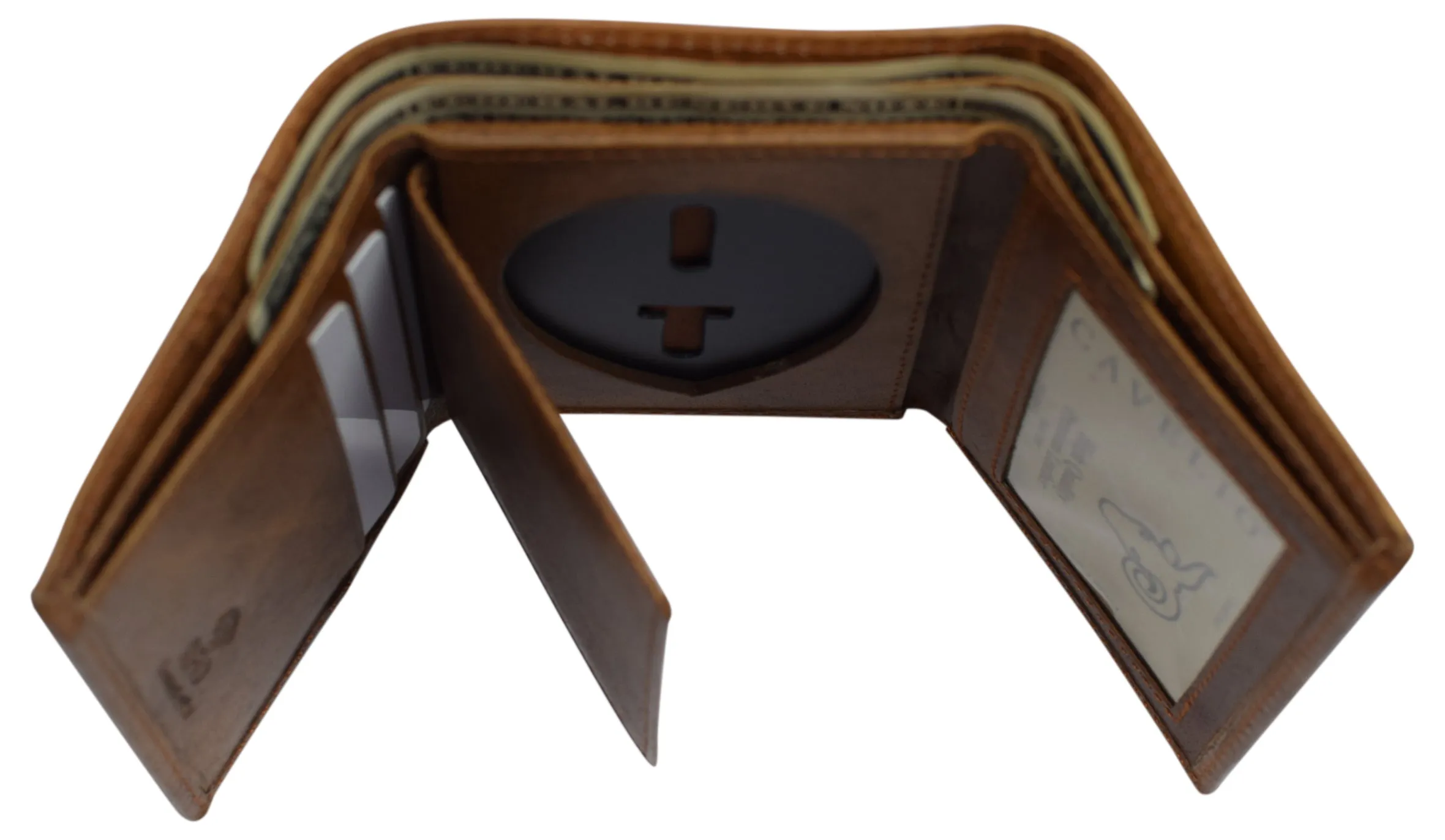 RFID Genuine Leather Trifold Badge Holder Wallet Police Badge Holder USA Series