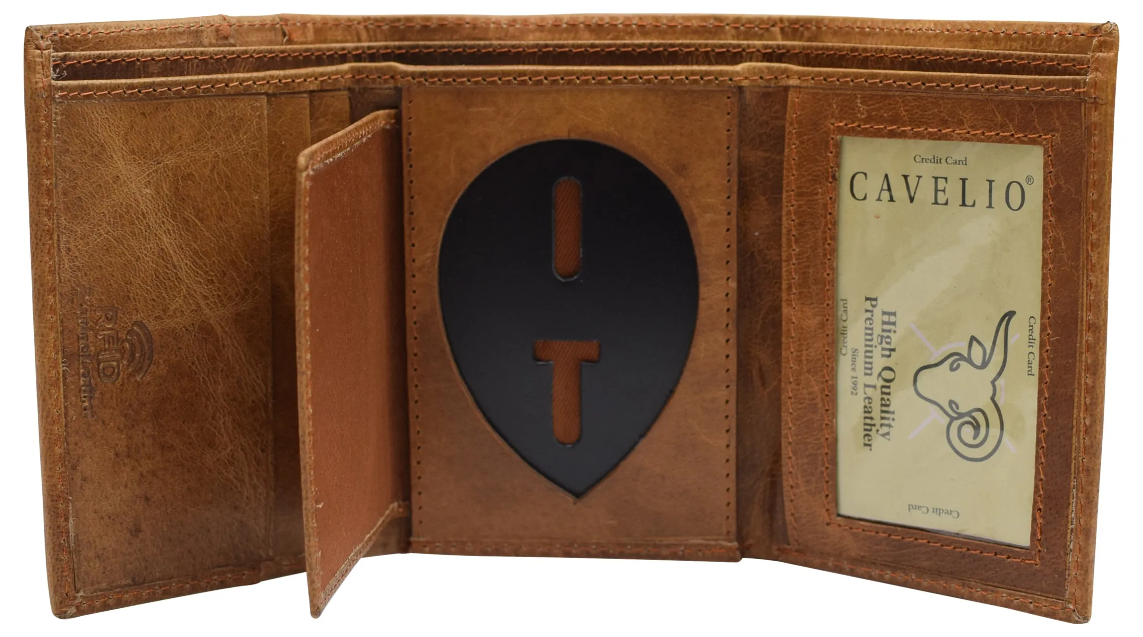 RFID Genuine Leather Trifold Badge Holder Wallet Police Badge Holder USA Series