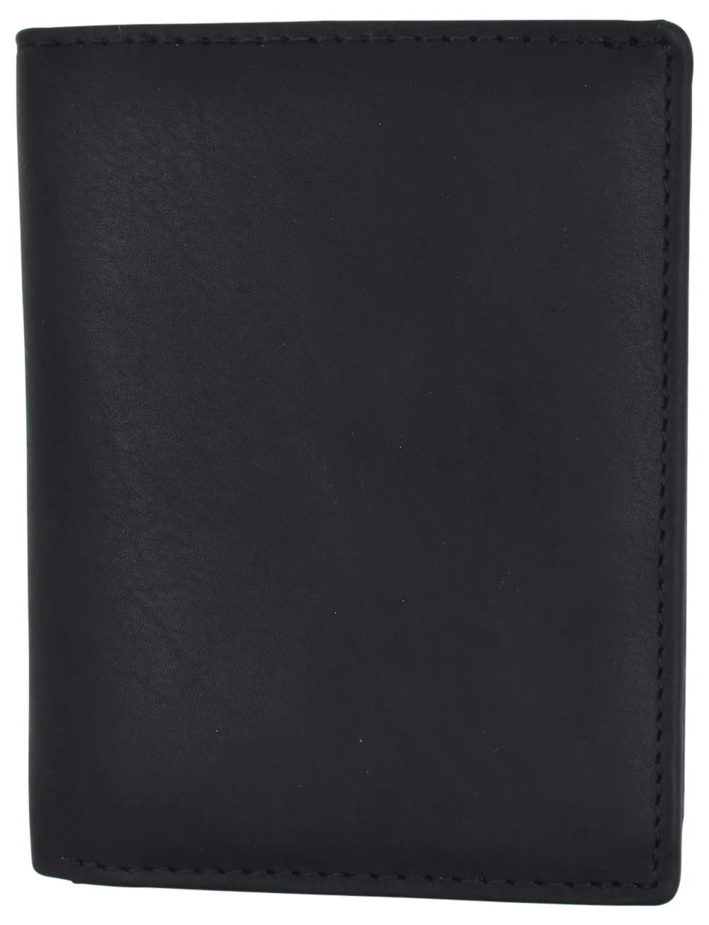 RFID Mens Genuine Leather Trifold Wallet with Security Badge Holder Black