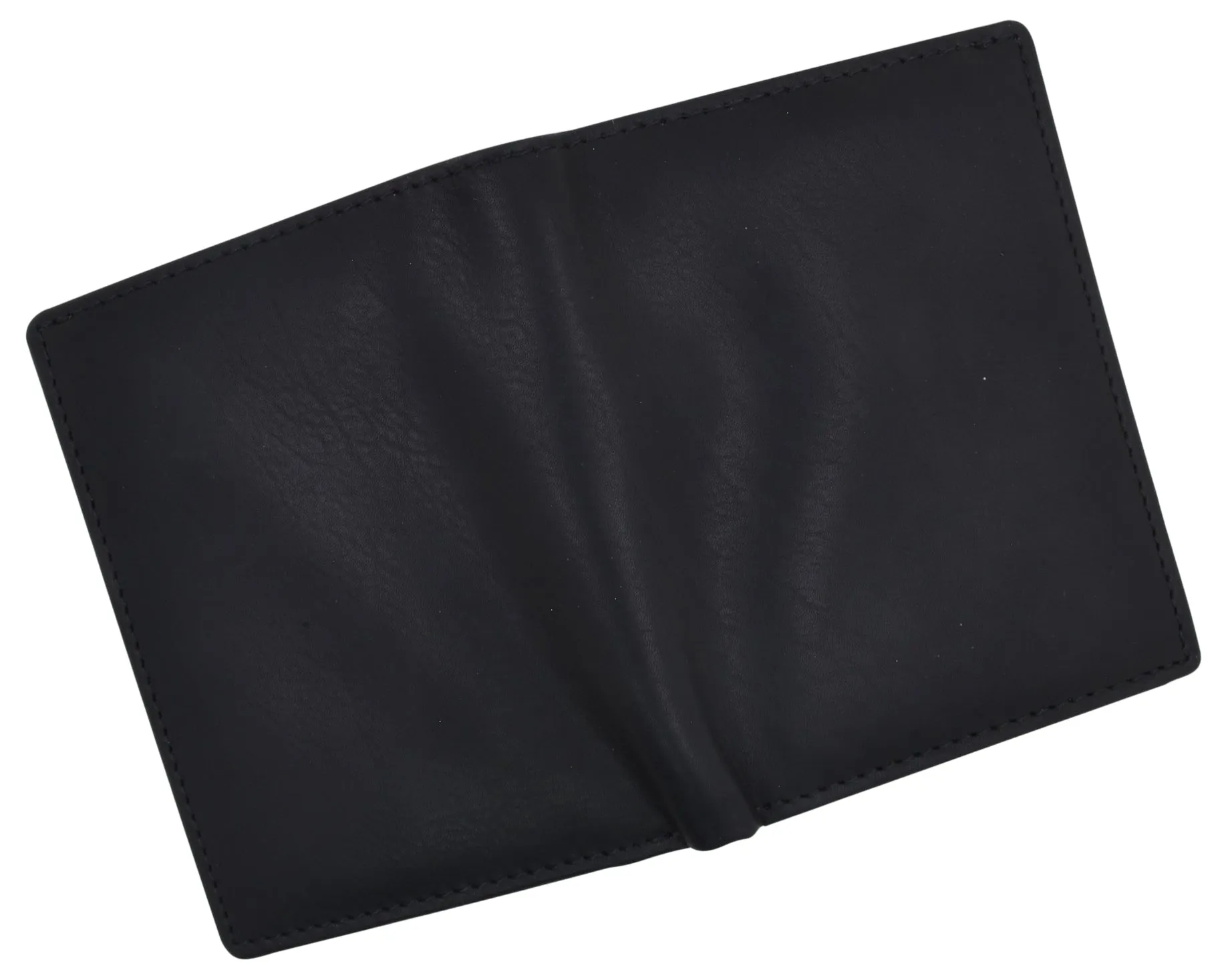 RFID Mens Genuine Leather Trifold Wallet with Security Badge Holder Black