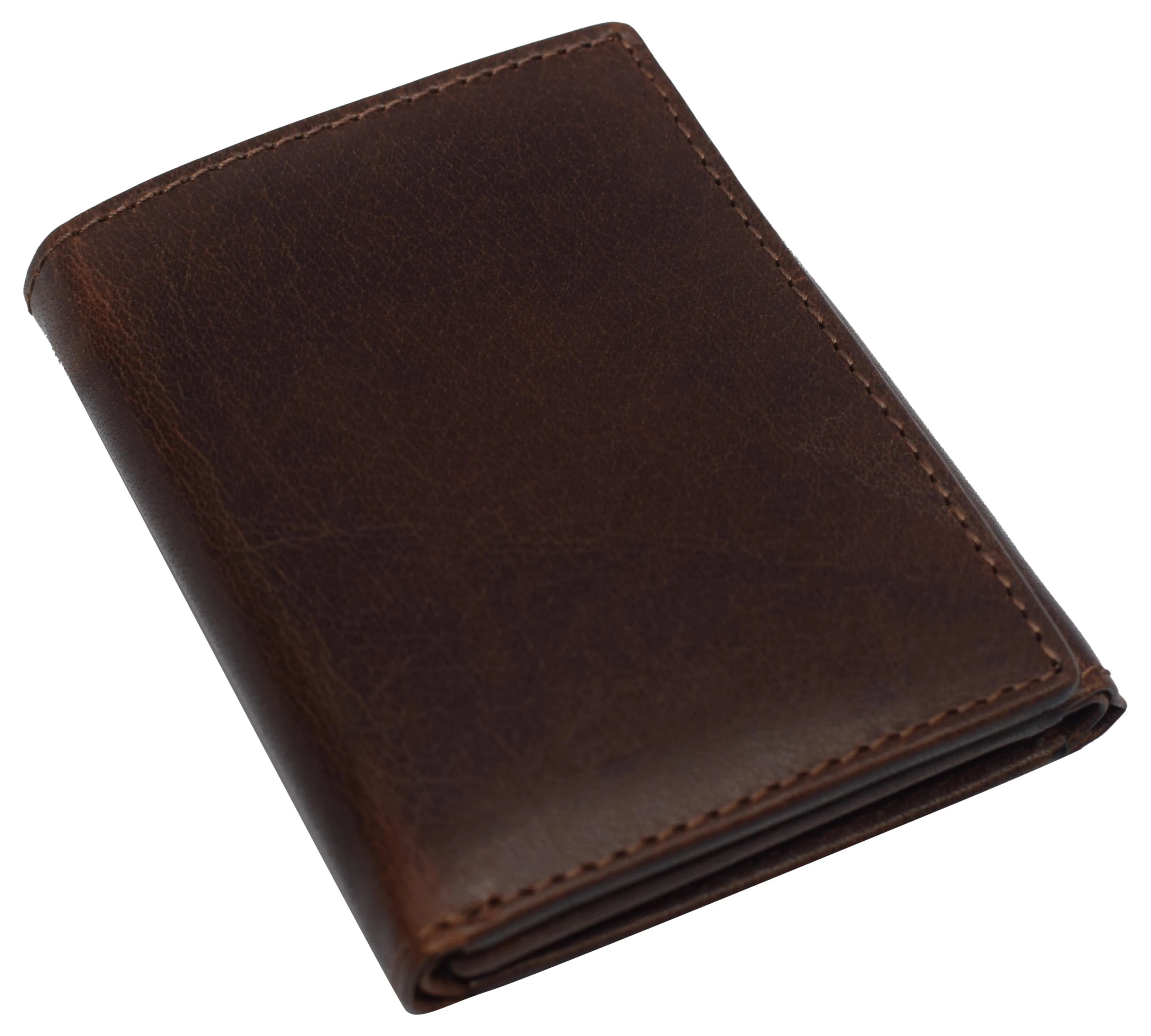 RFID0055BF Real Buffalo Leather Wallets for Men - RFID Blocking Slim Trifold Wallet with Card Slots