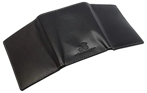 RFID0055BF Real Buffalo Leather Wallets for Men - RFID Blocking Slim Trifold Wallet with Card Slots