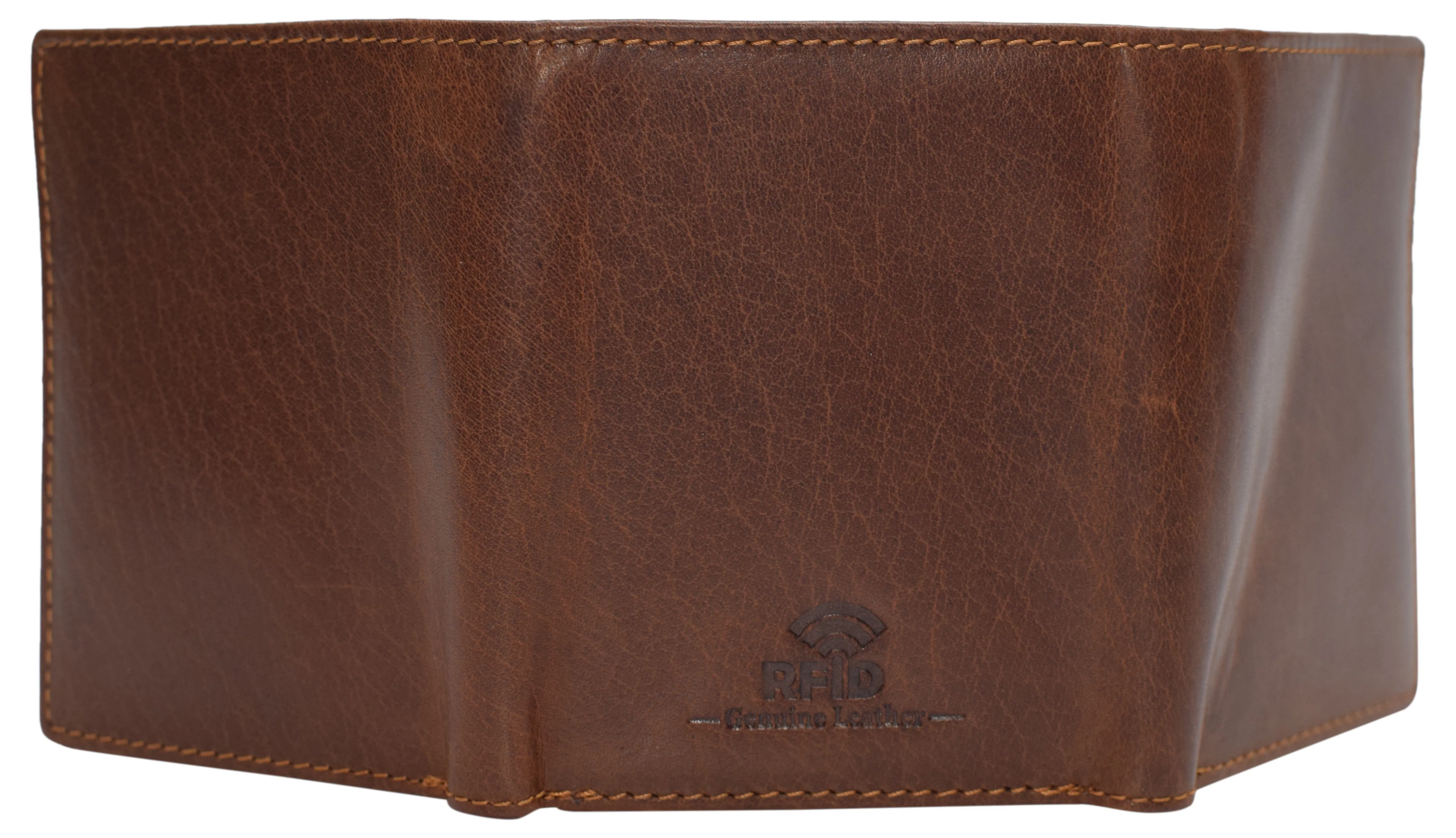 RFID0055BF Real Buffalo Leather Wallets for Men - RFID Blocking Slim Trifold Wallet with Card Slots