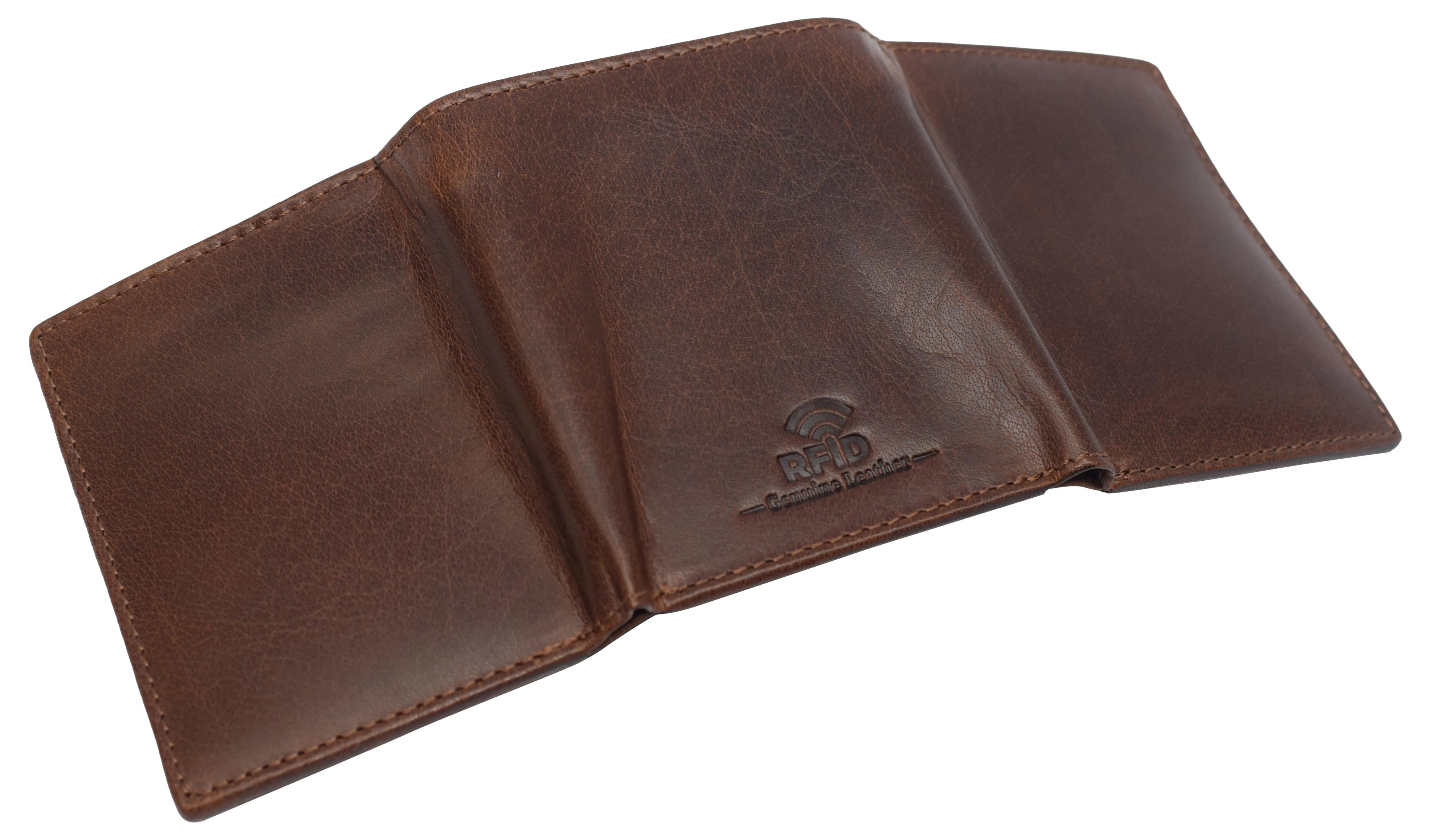 RFID0055BF Real Buffalo Leather Wallets for Men - RFID Blocking Slim Trifold Wallet with Card Slots