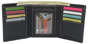 RFID0055BF Real Buffalo Leather Wallets for Men - RFID Blocking Slim Trifold Wallet with Card Slots