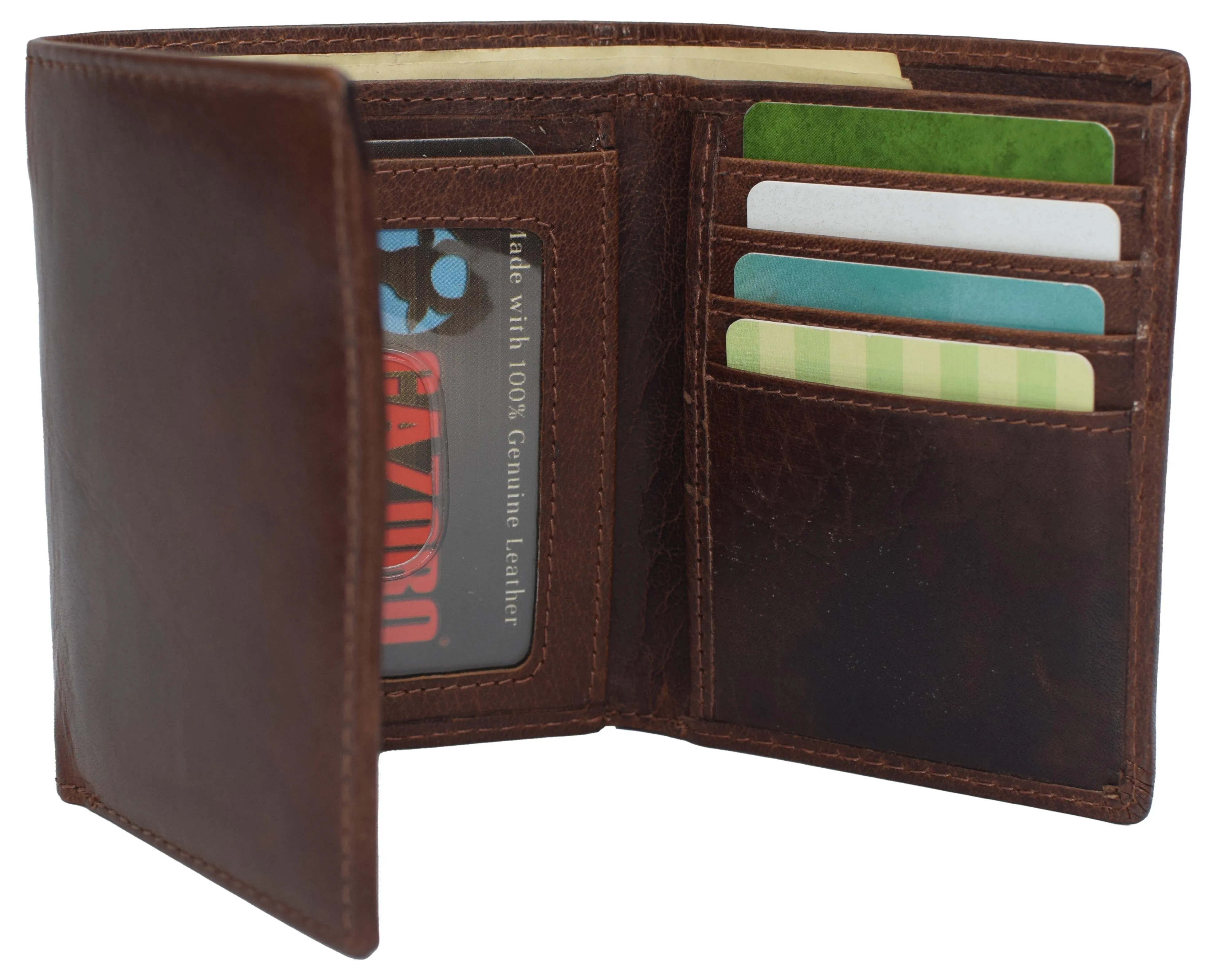 RFID0055BF Real Buffalo Leather Wallets for Men - RFID Blocking Slim Trifold Wallet with Card Slots