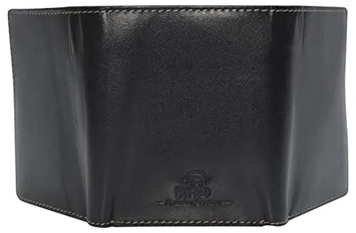 RFID0055BF Real Buffalo Leather Wallets for Men - RFID Blocking Slim Trifold Wallet with Card Slots