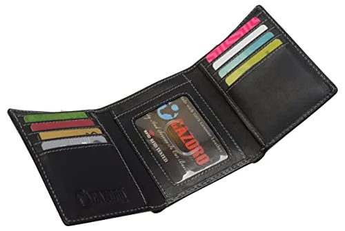 RFID0055BF Real Buffalo Leather Wallets for Men - RFID Blocking Slim Trifold Wallet with Card Slots